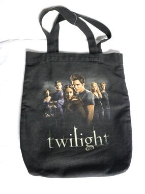 Twilight Saga New Moon Cullen Crest Book Tote Bag Black Canvas Edward Bella